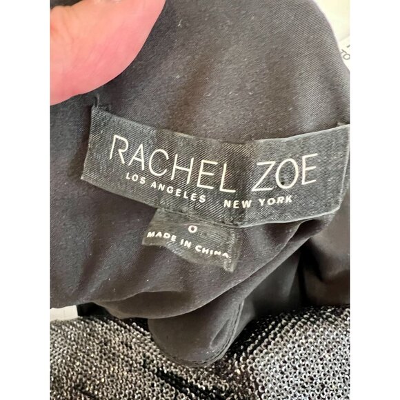 Rachel Zoe Black Sequin Mini Dress with White Flared Cuffs -  Size 0 - Picture 6 of 8